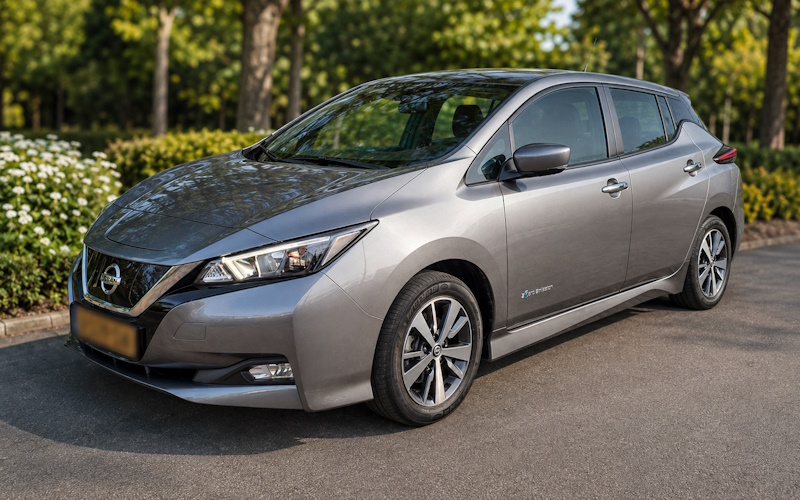 The silver Nissan Leaf purchased by Noor and Samir