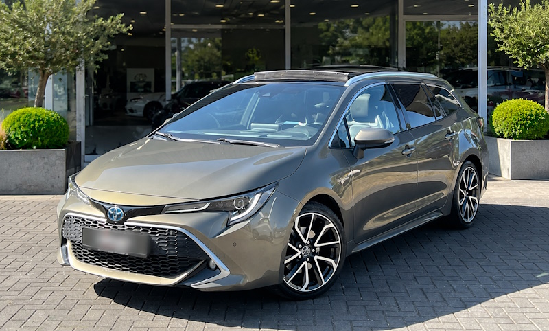 A Toyota Corolla undergoing a pre-purchase tyre inspection